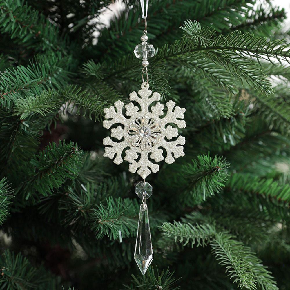 3PCS Party Supplies Christmas Crystal Snowflake Pendant Christmas Tree Decorations New Year
