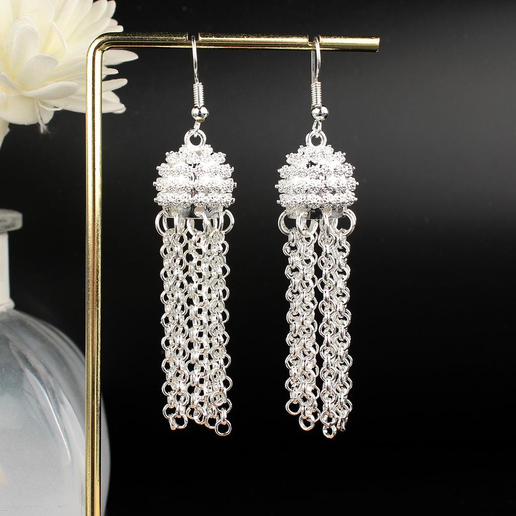 Turquoise Earrings Bohemian Drop Ear Earrings with Tassels, Geometric Alloy, Retro Style, Boastful Ear Accessories