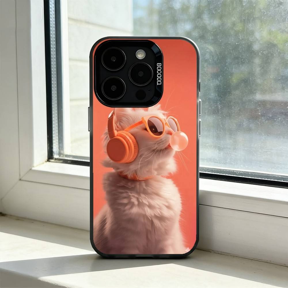 Aesthetic Cat Portraits Phone Case For iPhone 17,16,15,14,13,12,11 Plus,Pro Max,XS,Colorful Silver Phone Case Funda Cover