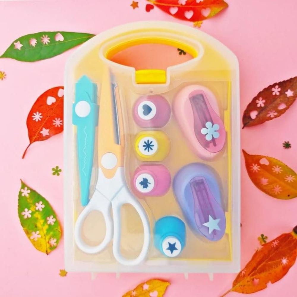 

Various Shapes DIY Puncher Craft Set Plastic DIY Projects Flower Shaped Punch With Storage Box Mini Embossing Punch