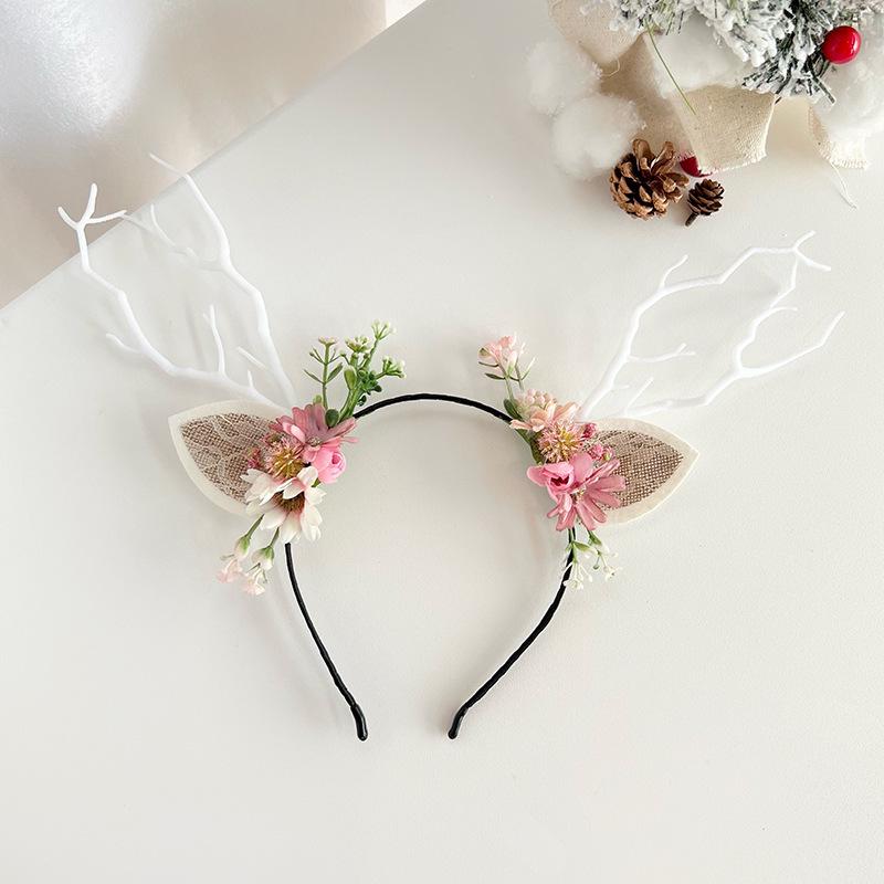 

Белый ободок с рогами из перьев: Рождественская заколка для волос с цветком в стиле Мори