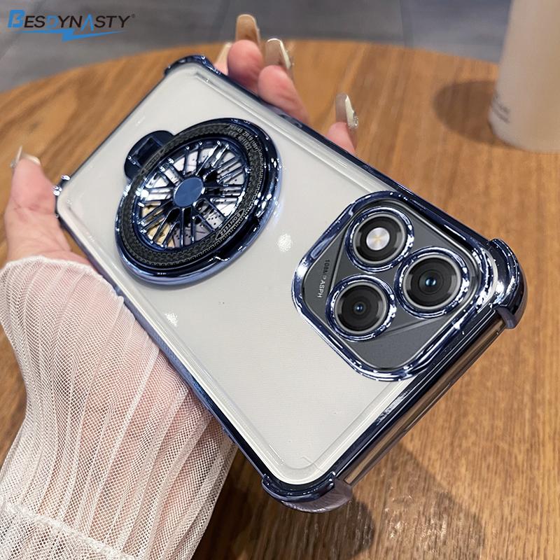 Funda For Honor 400 Lite Case Magnetic Gyroscope Holder Plating Airbag Camera Protect Silicone Transparent Bumper Back Cover