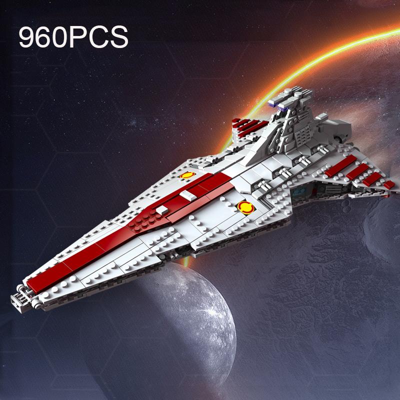 Non-Toxic 960Pcs Space Battleship Building Blocks Spaceship Defense Ship Moc Model Bricks Kits Desktop Decoration Kids Toys Birthday Gifts