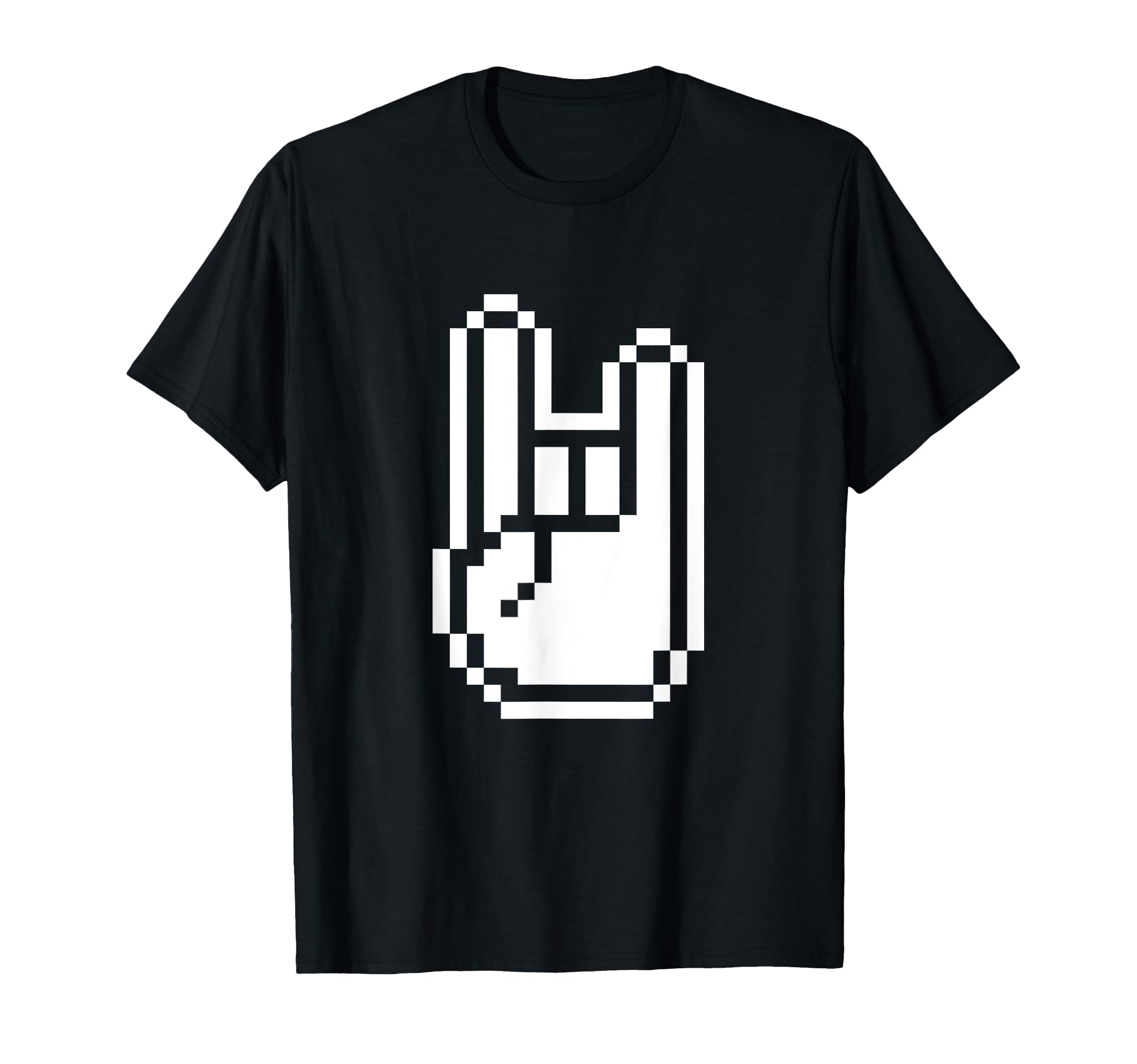 

Тяжелый Металл Пиксельный Металл Рука Приветствие Дьявола Чип Вилка Футболка