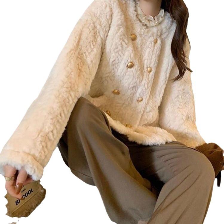 Autumn and winter new thickened plush top women's winter small fragrance short imitation fur jacket light