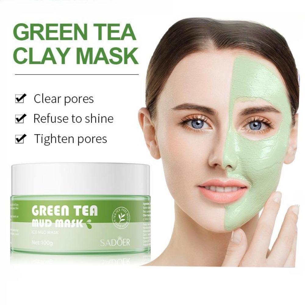 100g Green Tea Cleansing Mask, Hydrating Anti-acne Mud Mask, Exfoliating Acne, Natural Nourishing Ingredients
