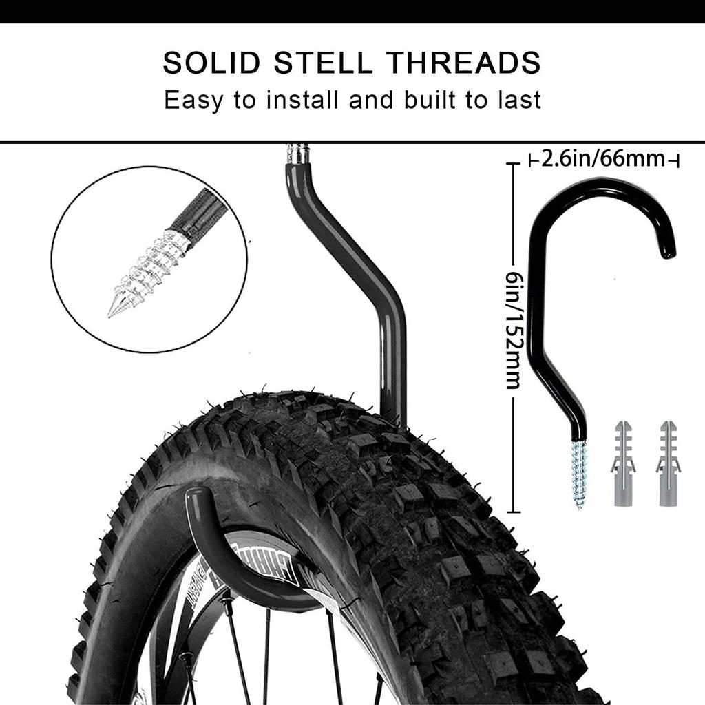 Heavy Duty Metal Hook 5 Size Garage Organizer Hooks Wall Mount Bicycle Hanger Anti-slip Storage Hook For Ladders Garden Tool