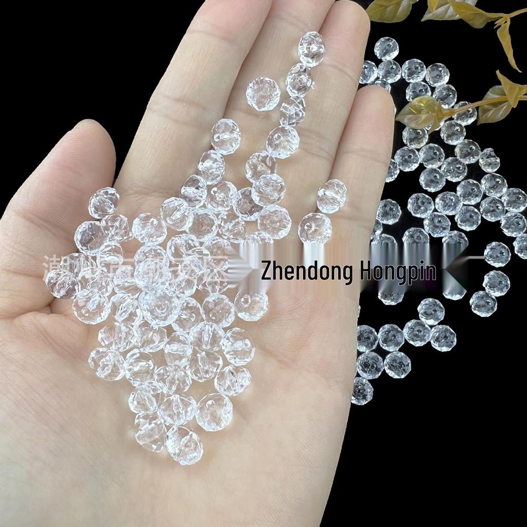 Faceted Acrylic Crystal Transparent Flat Beads for DIY Hairpins and Headwear
