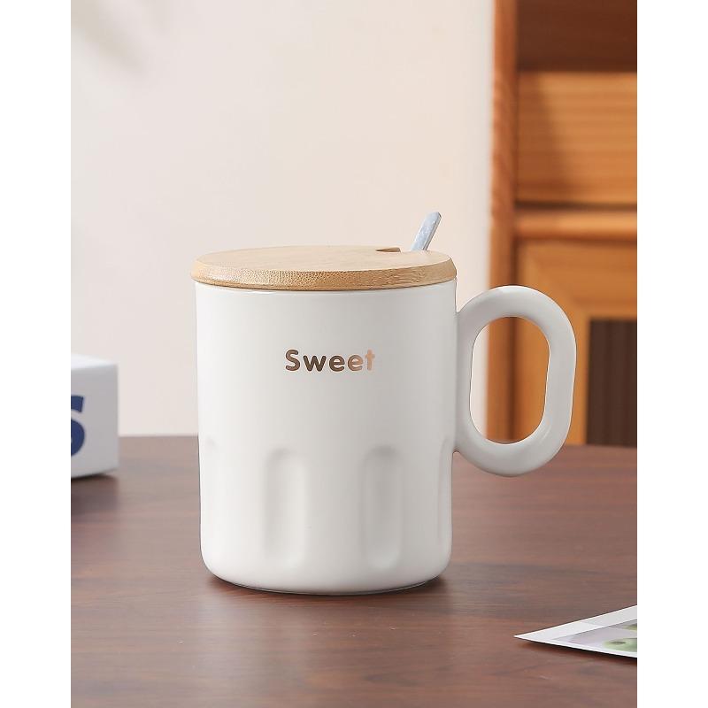 Creative and Simple Ceramic Cups High Appearance Level  Covered Mugs Home Coffee Cups  Couple Drinking Cups  Souvenirs