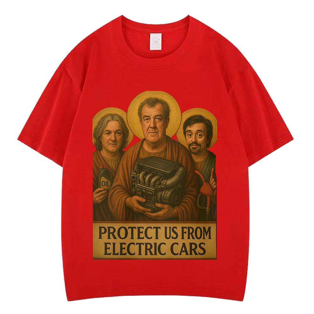 Jeremy Clarkson Beschütze Uns Vor Elektroautos Lustiges Meme T-Shirt Unisex Damen Kleidung Lässig Baumwolle Übergroß Vintage T-Shirts