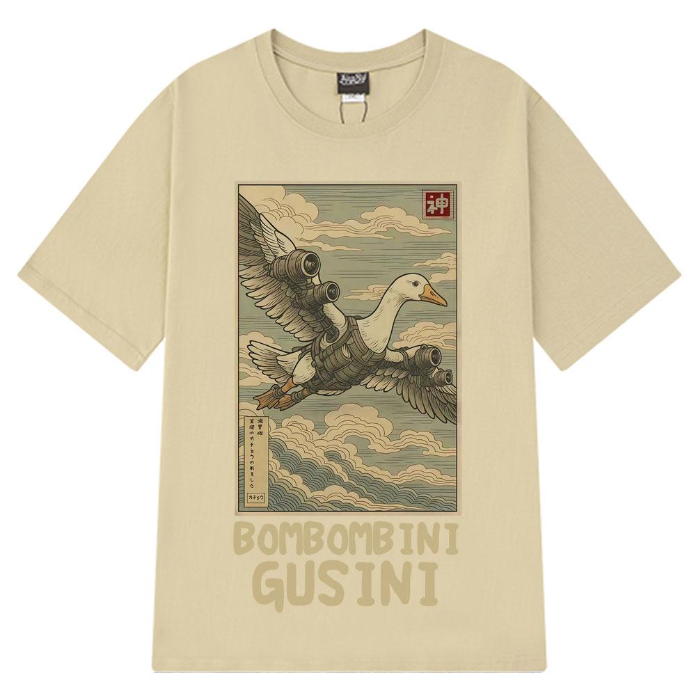Bombombini Gusini Brainrot T-Shirt Funny Ukiyo-E Japanese Art Italian Brainrot Meme T Shirt Cotton Unisex Harajuku T-Shirts Tops