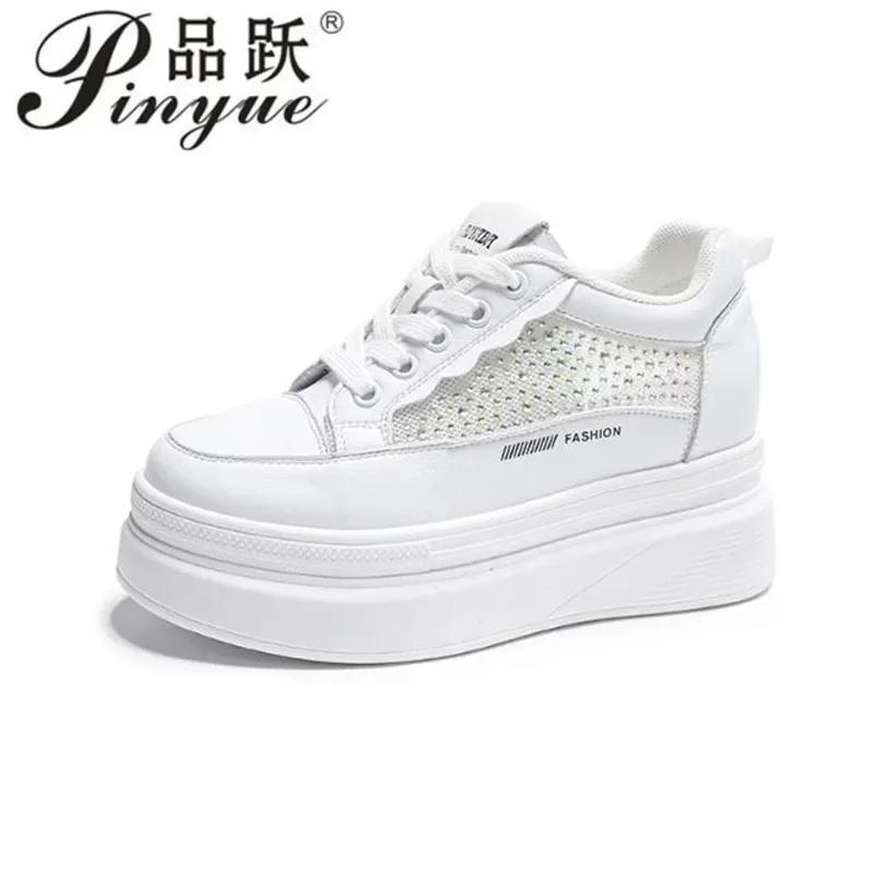 Fashion Outdoor Jogging Rhinestone Bling Sneakers Women Chunky Shoes height increase Design Ladies Footwear Leather Platform Trainers