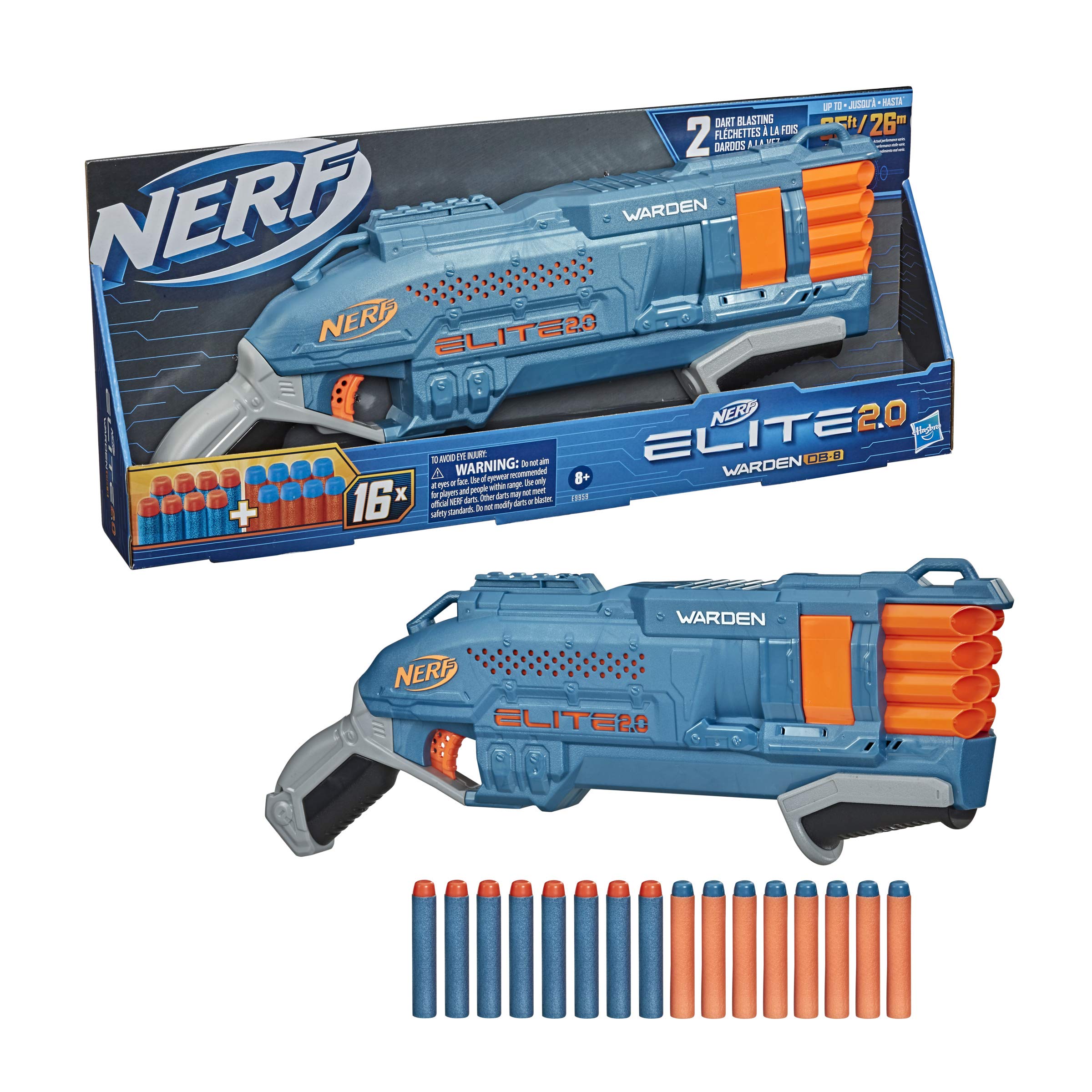 

Хасбро (ХАСБРО) Nerf Elite 2.0 Warden DB-8 (аутентичный) E9959, Включает 16 официальных стрел, тактическую планку + функцию быстрой стрельбы