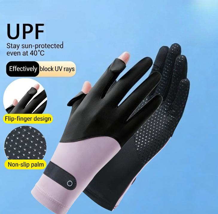 Sun Protection Gloves For Women Breathable Sunscreen Ice Silk Gloves Colorful Elegance Thin Design Outdoor Cycling Sports Gloves
