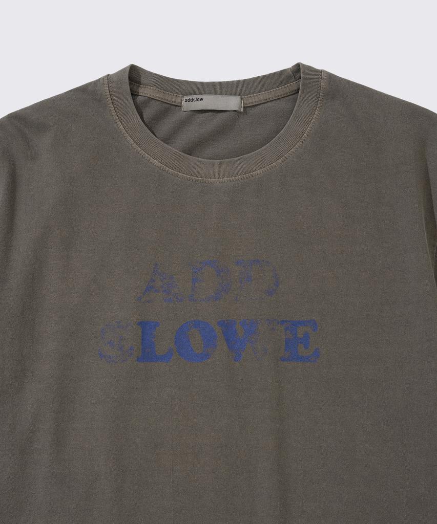 ADDSLOW Vintage Washed Love T-Shirt (Brown)