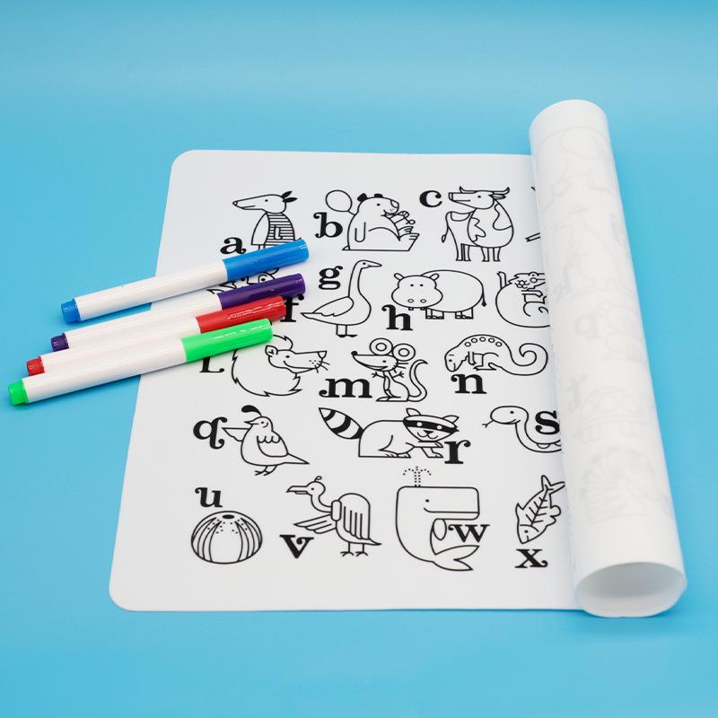 Children's Silicone Graffiti & Coloring Mat - Non-slip, Heat-resistant Animal & Number Pattern Mat