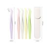 Stainless Steel False Eyelash Tweezers High Precision With Leather Case Lashes Extension Tweezer Anti-static Eyelash Curler