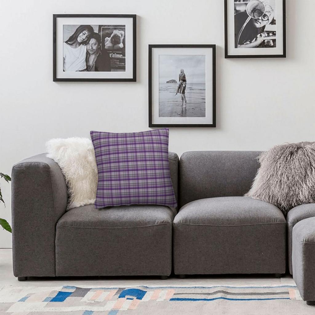 Tartan Lila und Grau Kissenbezug Polyester Leinen Samt Kreativ Reißverschluss Dekorative Wurfkissenhülle Heimkissenbezug 45X45