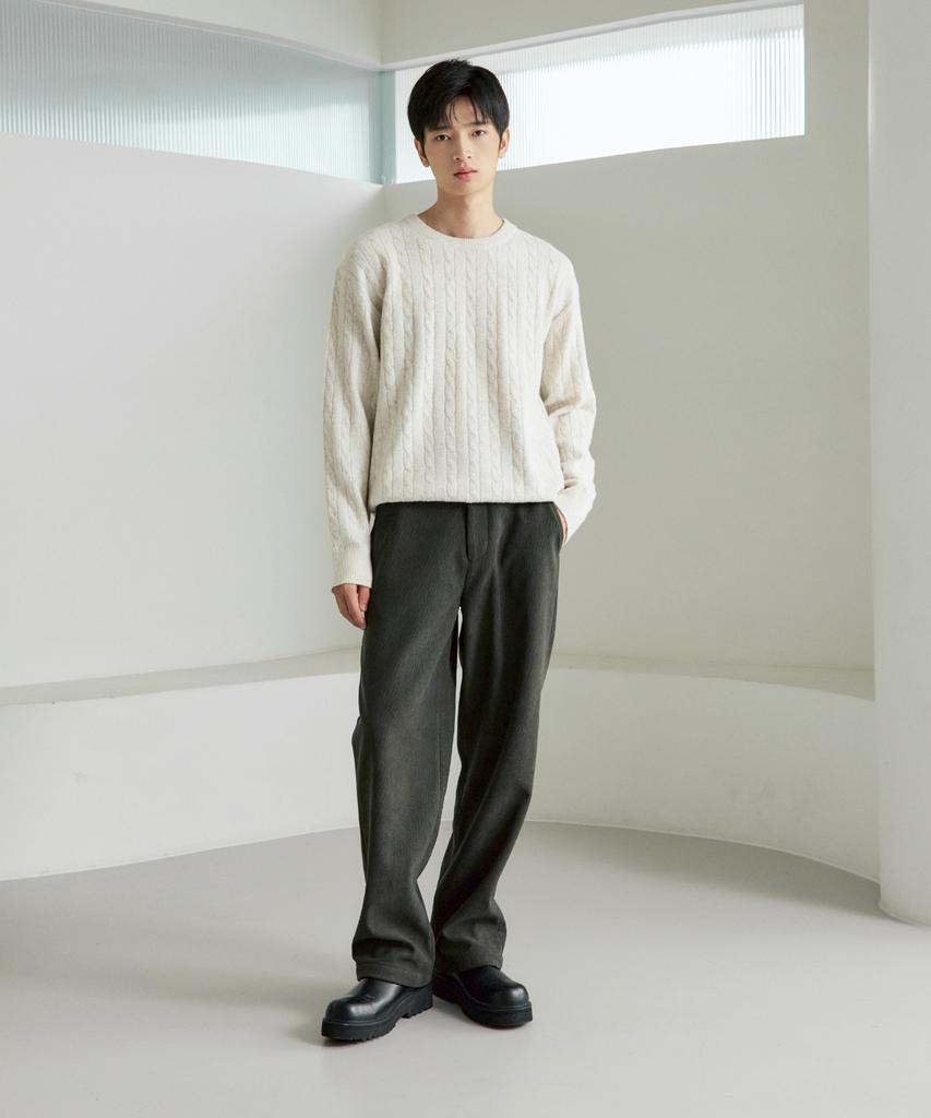 210EDIT Unisex Corduroy Fleece-Lined Elastic Pants [Khaki]_Zf4Pt092