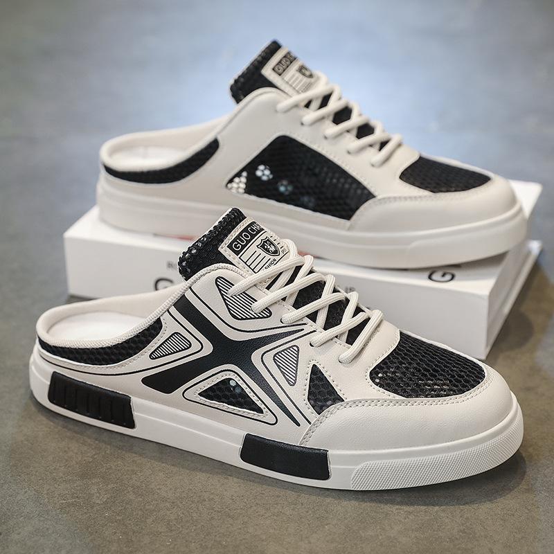 Baotou Half Slippers Men's Summer Wear Non-slip Mesh Beach Sandals Men's Outdoor Heel-less Large Size Lazy Shoes