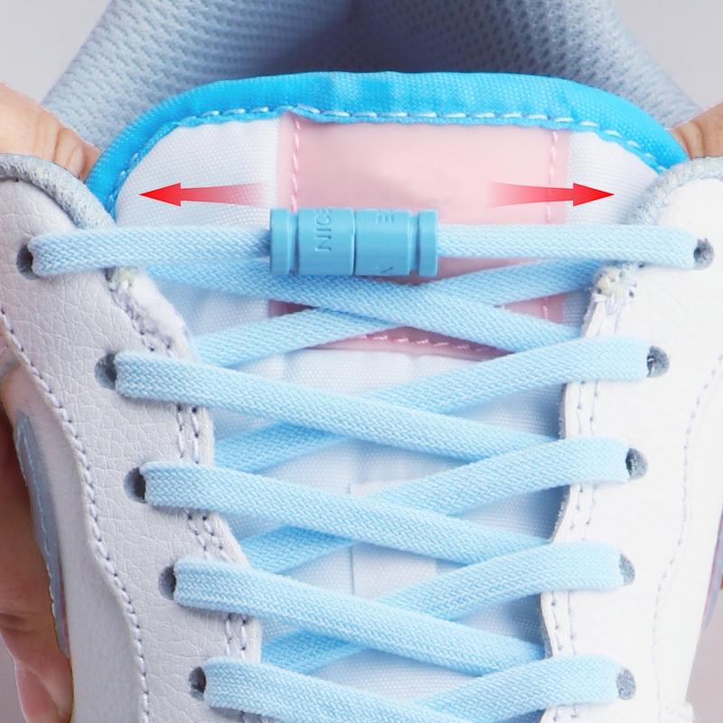 No Tie Shoe laces Elastic Laces Sneakers Colorful Capsule Lock Shoelaces Without ties Kids Adult 0.6cm Flat Shoelace for Shoes