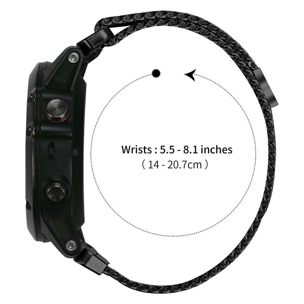 Watch Band for Garmin Fenix 5X/6X/7X/Fenix 8 Pro AMOLED 51mm Magnetic Stainless Steel Reinforced Milanese Mesh Strap