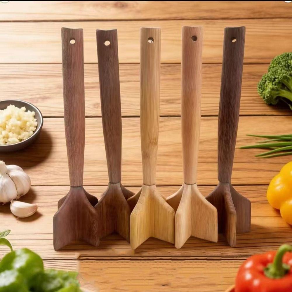 Natural Wood Wooden Ground Beef Masher Durable Potato Crusher Non-Scratch Meat Grinder Cooking