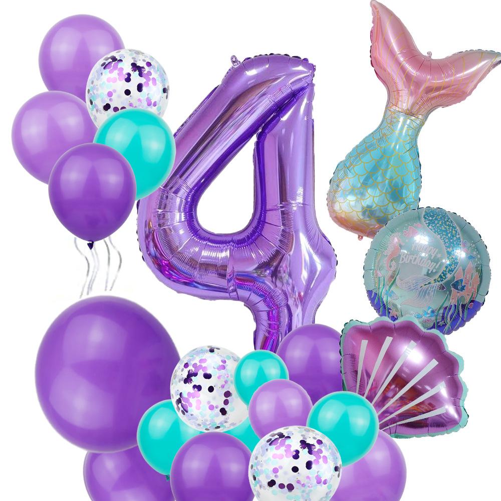 Masson Mermaid 40 Inch Purple Large Digital Aluminum Film Balloon Package Latex Balloon