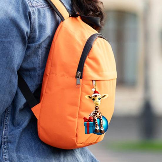 Giraffe Christmas Ornament Acrylic Cute Animal Pendant Cartoon Giraffe Hanging Ornament for Tree Car Animal Lovers Gift