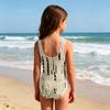 Girls One Piece Swimsuit Sleeveless Round Neck Patterned Swimwear Lightweight Quick Dry Fabric Suitable for Swimming and Beach Activities