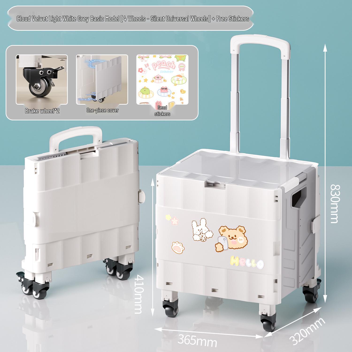 Compact Folding Grocery & Utility Pull Cart for Shopping and Delivery 40L белый