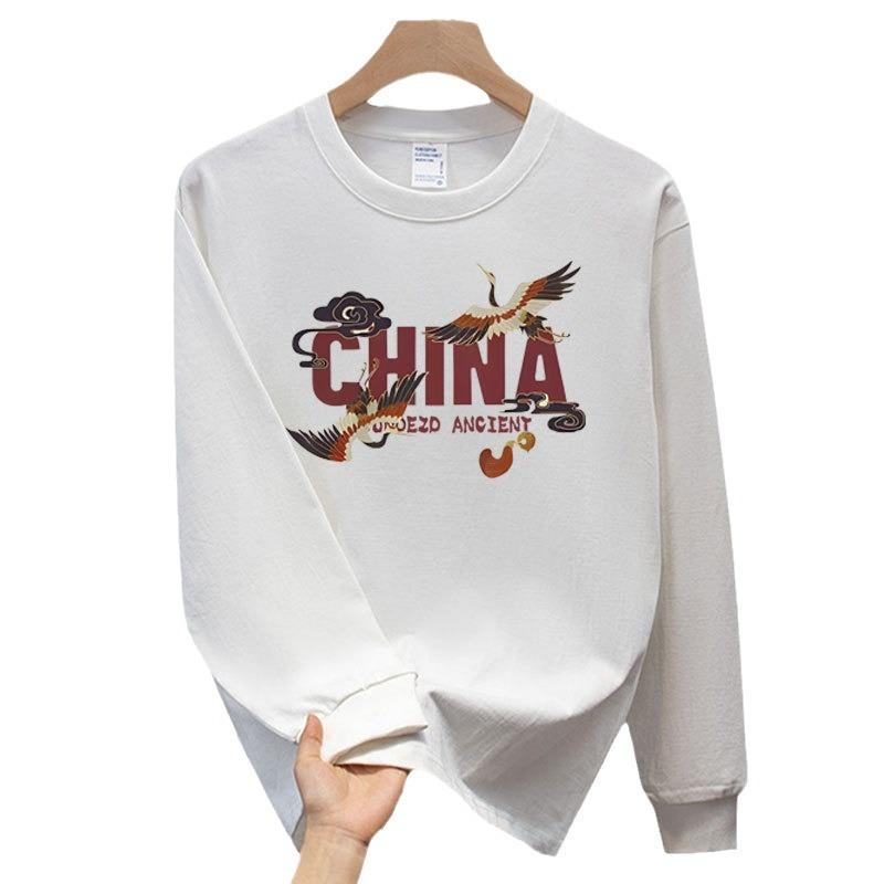 Reines Baumwoll-Schwerlast-Langarm-T-Shirt, Herbst-Trendmarke für junge Männer und Frauen, Locker, Lässig, Aufmüpfig, Gutaussehend, Business-Kleidung