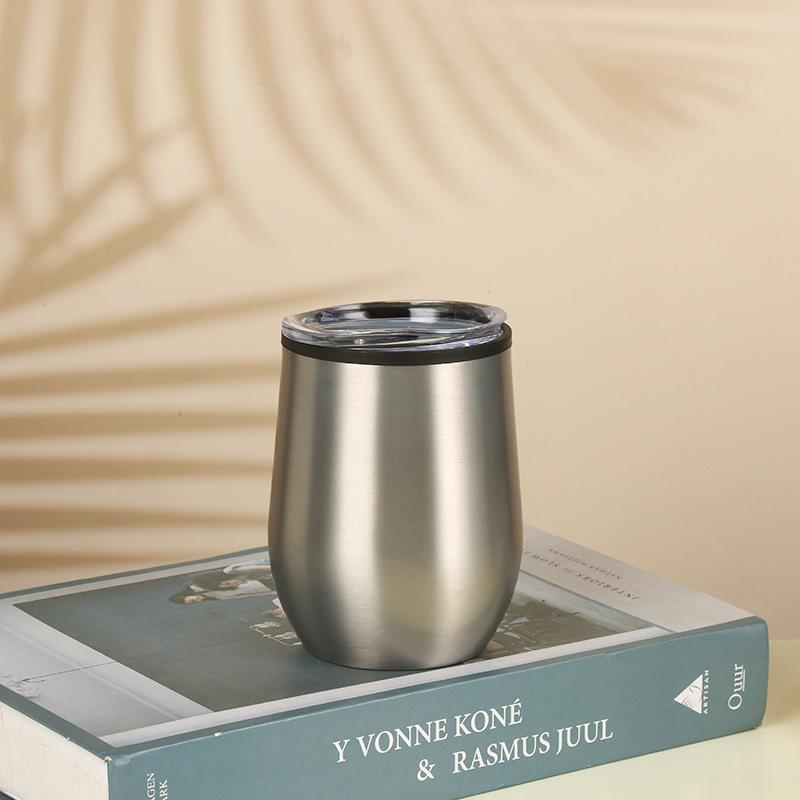Hot Mining 304 Stainless Steel Eggshell Cup Mini Thermos Cup U-Shaped Red Wine Glass 12Oz Inner Plastic Outer Steel Egg Cup