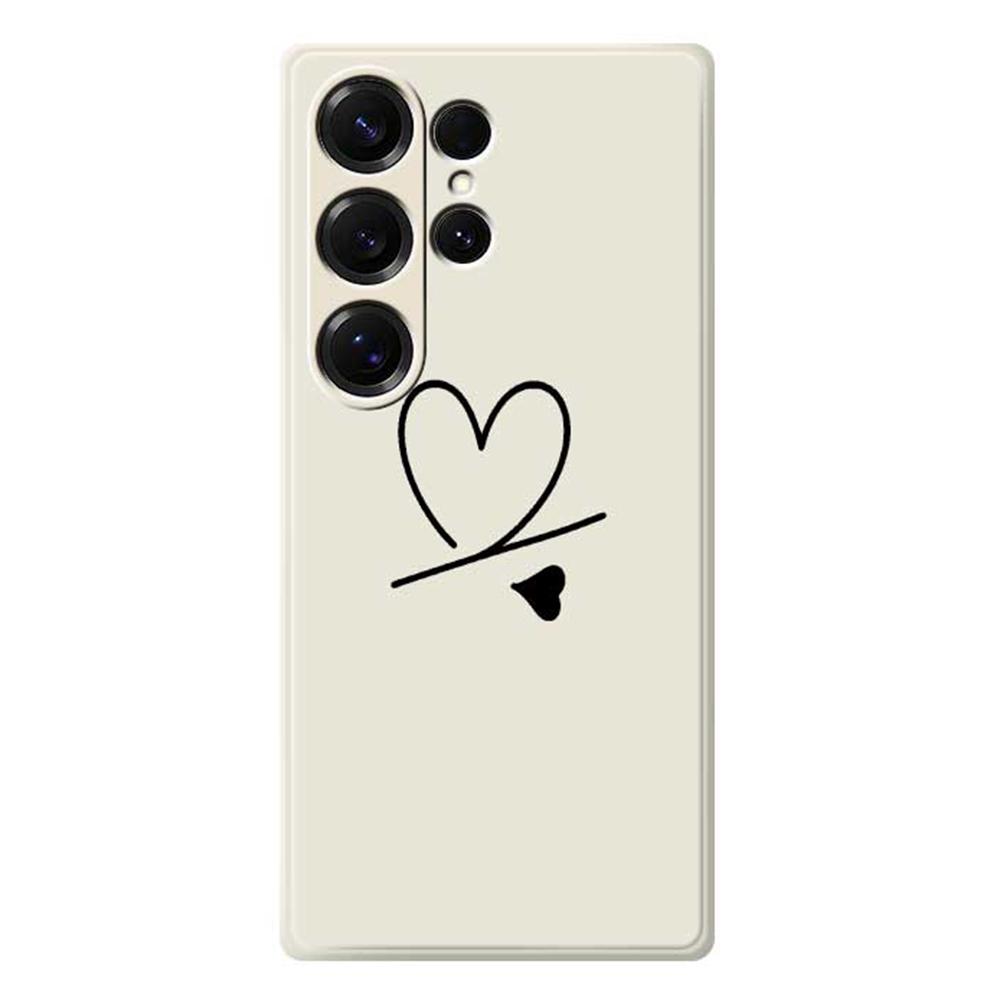 For Samsung Galaxy S25 Ultra Case Black Love Pattern Printing Straight Edge TPU Phone Back Cover