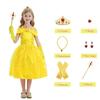 Belle Princess Carnival Costume, 7 Accessories, Cotton/Polyester, Yellow, 5-6 Years/110-120cm