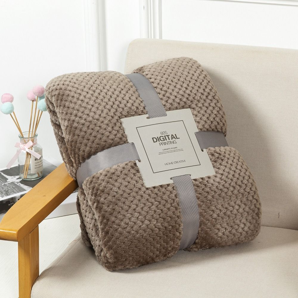 Warm Soft Waffle Textured Large Size Bed Sofa Home Textile Fleece Blanket Quilt Flannel Blanket