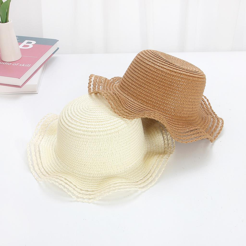 DIY Straw Hat Light Plate Hat Embryo, Summer Large Eave Woven Wave Shaped Sunshade and Sun Protection Sun Hat