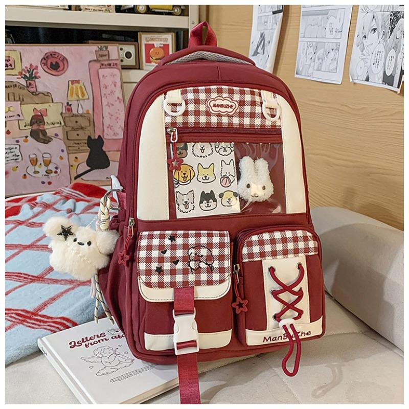 Cute cartoon ins wind schoolbag Girls college wind backpack Junior high school students lightweight largecapacity backpack