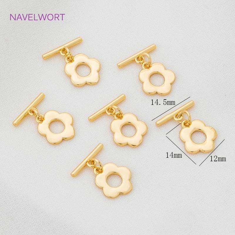 18K Gold Plated Round Heart Flower Shape OT Toggle Clasps, End Connector Clasps Accessories For DIY Jewelry Making Findings