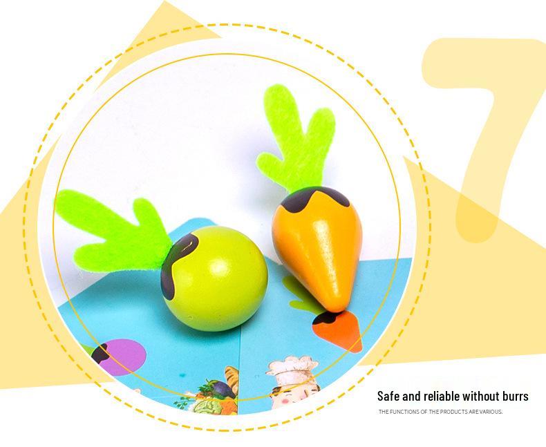 Wooden Radish Pull Toy: Montessori Vegetable Memory Game for Early Education.