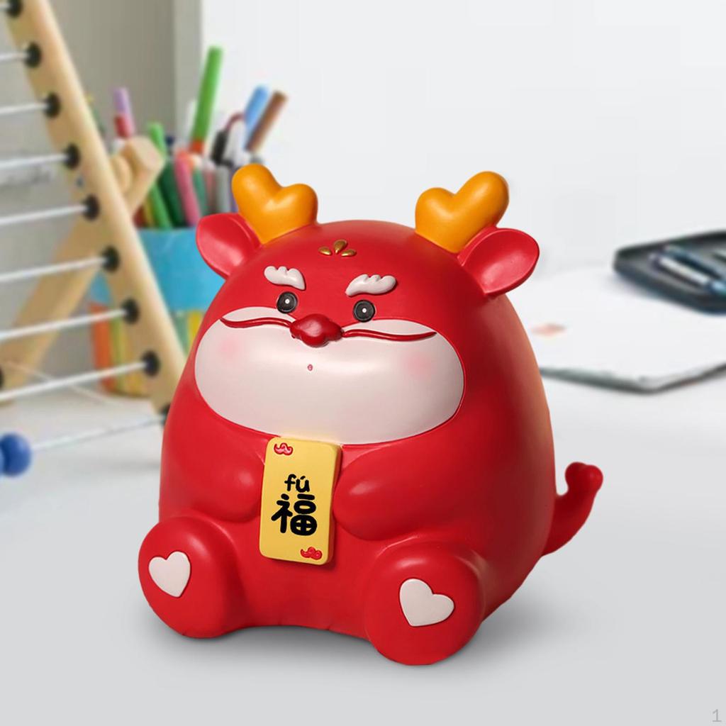 Chinese Dragon Figurine Piggy Bank - Handcrafted Artwork for Home Decor