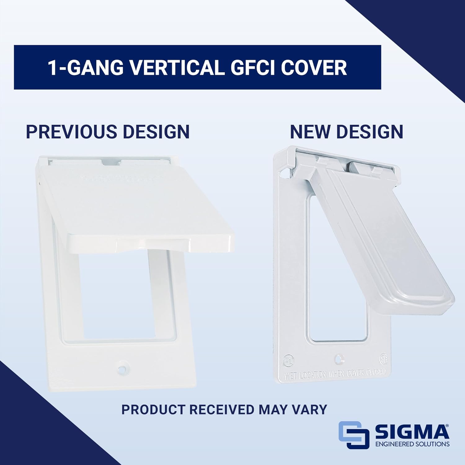 Sigma Electric, White Sigma Engineered Solutions, 14248WH 1-Gang Vertical GFCI Weatherproof Cover, No Size