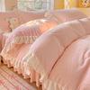 Warm Carved Milk Fleece Four-piece Winter Thickened Princess Wind Double-sided Fleece Bed Skirt Bed Sheet Bedding