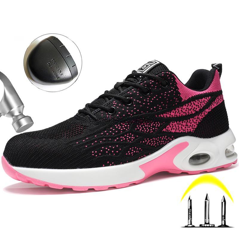 Safety Shoes Men Women Work Safety Boots Steel Toe Shoes Anti-puncture Air Cushion Work Sneakers Light Fashion Work Shoes Unisex