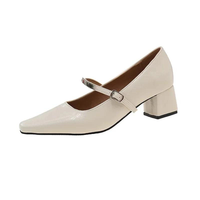 

Женские туфли-лодочки Мэри Джейн на среднем каблуке с острым носком Женские осенние ретро туфли для платья Дамские модные элегантные туфли-лодочки на квадратном каблуке 2025 42 бежевый