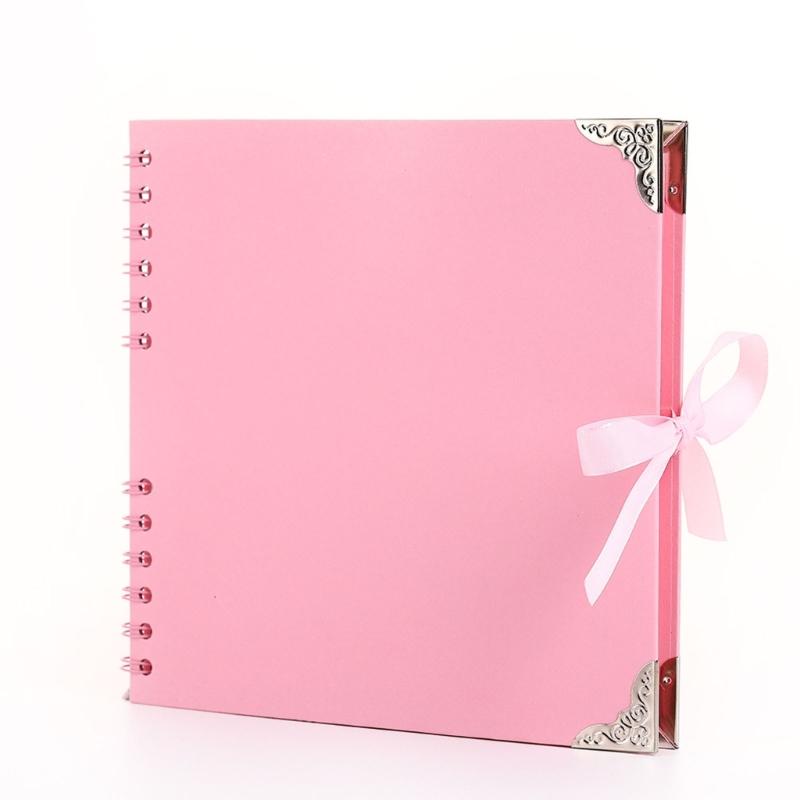 DIY Scrapbook Album 8palcová čtvercová prázdná stránka pro uchování vzpomínek Papír 30 listů Držák na fotografie Kniha vzpomínek s mašlí