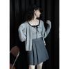 Retro Gray Knitted Cardigan Set - 2025 Autumn Women's Collection