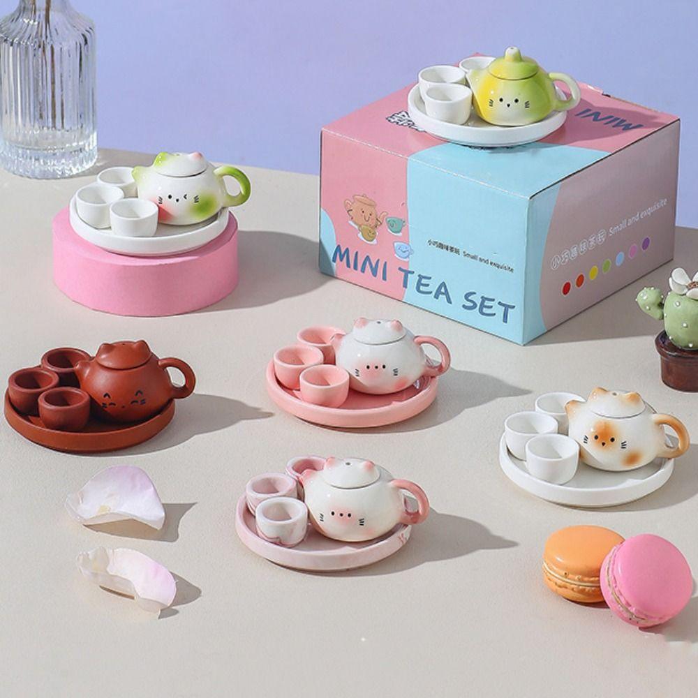 Chinese Style Milk Tea Lid Accessories Exquisite Ceramic Cat Ear Pot  Hotel