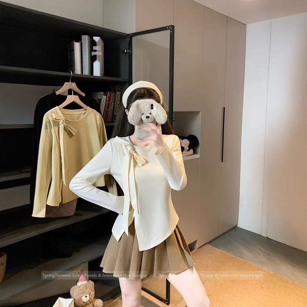 2026 Spring Plus Size Women s Square Neck 3D Bow Long Sleeve Top 4XL
