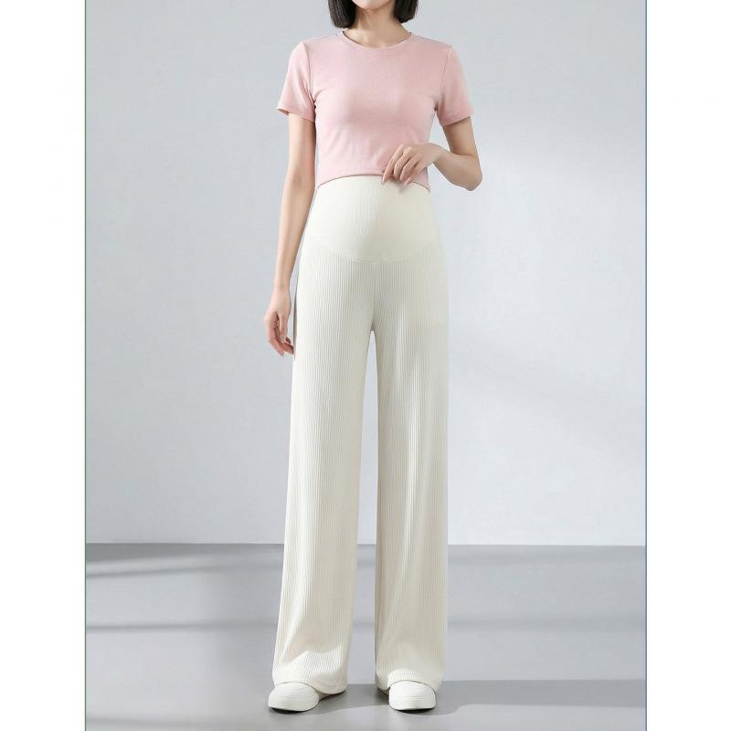 

Maternity Wide-Leg Ice Silk Pants - Summer Thin, Belly Support, Air Conditioning Proof, Slimming, Draping, Casual Long Pants M (90-110 lbs)